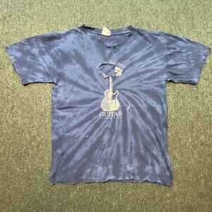 Authentic Pigment T Shirt S Small Mens Blue Tie Dye Grunge Distressed Guitar